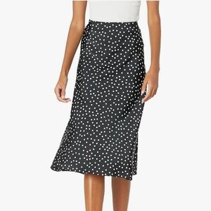 Elegant Black and White Polka Dot Midi Skirt